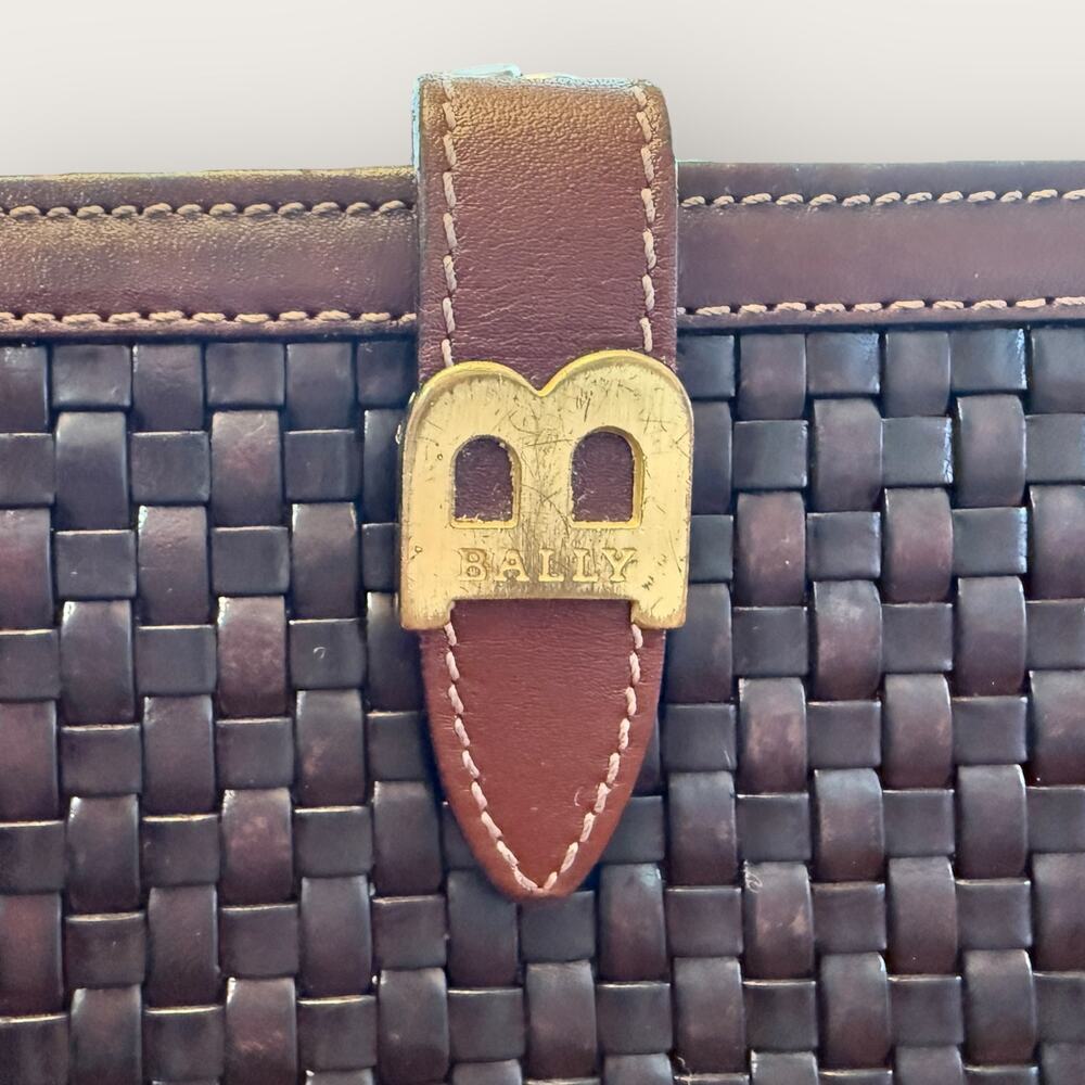 Rare Vintage Bally Kisslock Woven Leather Wallet - Picture 3 of 5